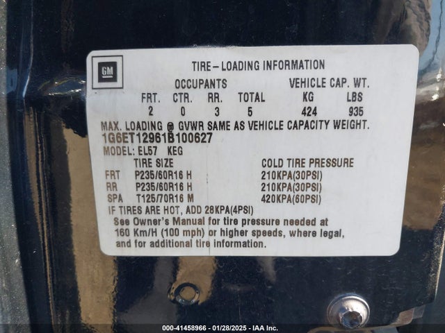 2001 CADILLAC ELDORADO 1G6ET12961B100627 Photo 8