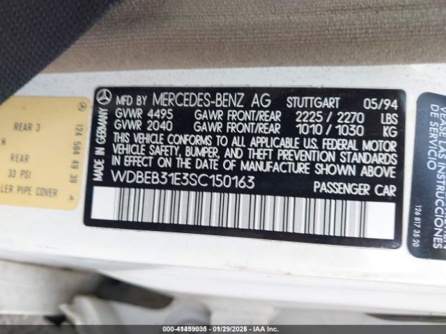 1995 MERCEDES-BENZ E WDBEB31E3SC150163 Photo 8