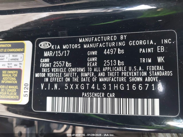 5XXGT4L31HG166718 KIA Optima Lx