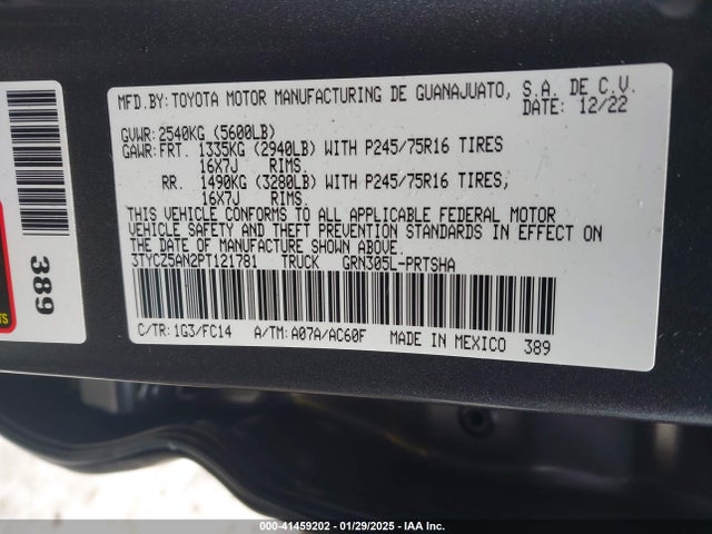 3TYCZ5AN2PT121781 Toyota Tacoma Sr5 V6