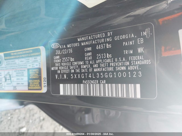 5XXGT4L35GG100123 KIA Optima Lx