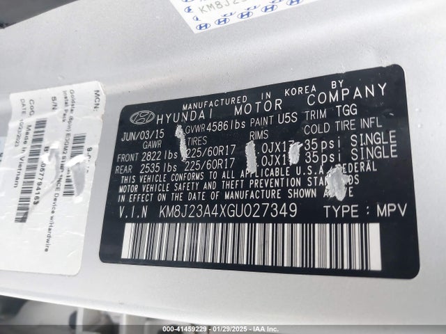 KM8J23A4XGU027349 Hyundai TUCSON SE
