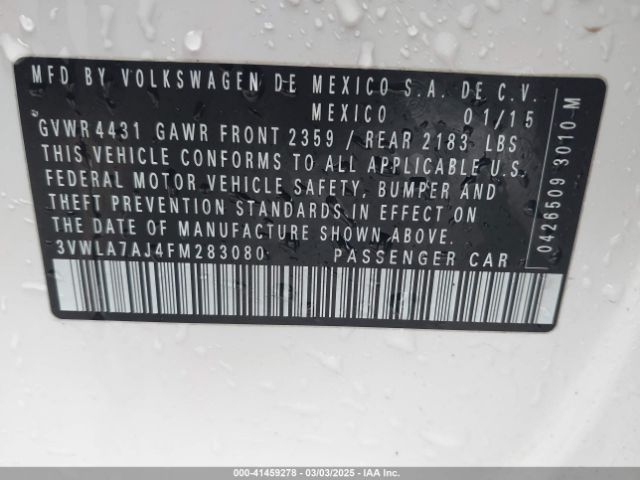 3VWLA7AJ4FM283080 Volkswagen Jetta 2.0l Tdi Sel