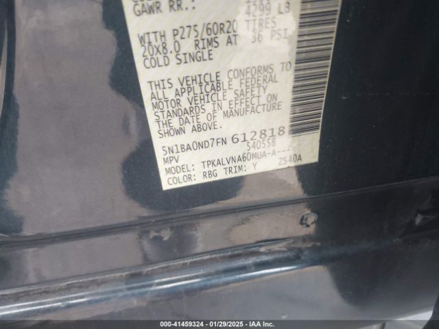 5N1BA0ND7FN612818 Nissan Armada Sl
