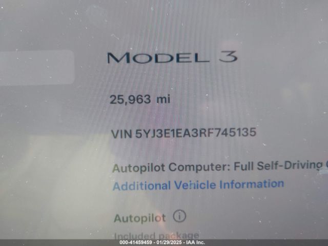 5YJ3E1EA3RF745135 Tesla Model 3 Long Range Dual Motor All-wheel Drive/rear-wheel Drive