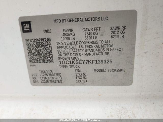 1GC1KSEY7KF139325 Chevrolet Silverado 2500hd Lt