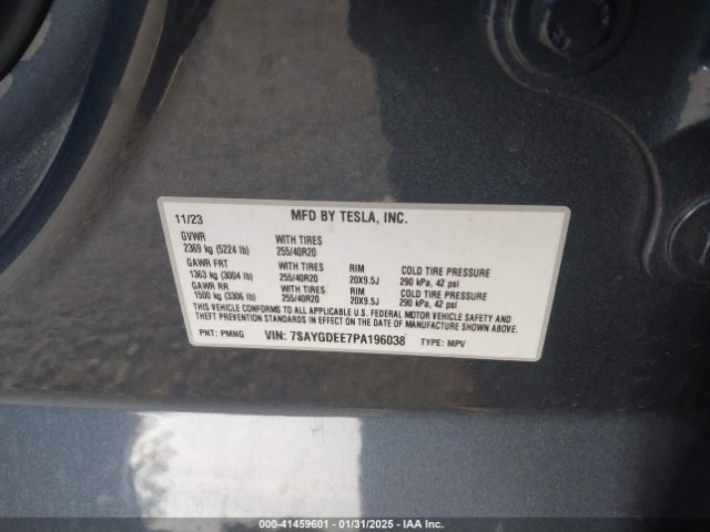 7SAYGDEE7PA196038 Tesla Model Y Awd/long Range Dual Motor All-wheel Drive