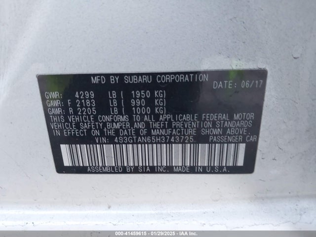4S3GTAN65H3743725 Subaru Impreza 2.0i Limited