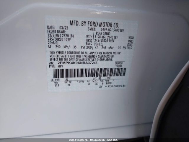 2022 FORD EDGE 2FMPK4K9XNBA37246 Photo 8