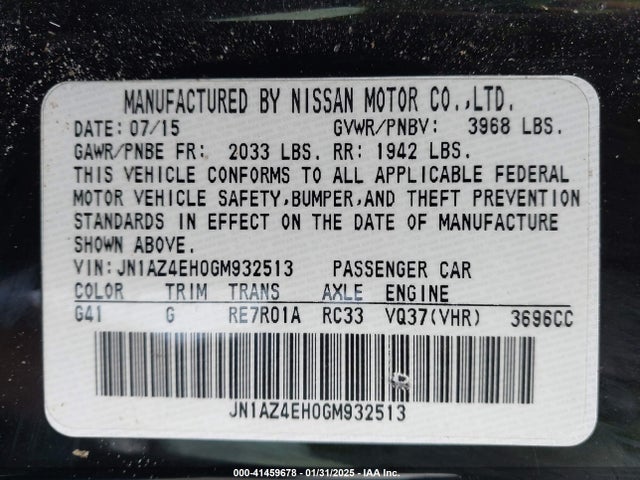 JN1AZ4EH0GM932513 Nissan 370z Sport