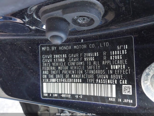 Honda Civic Ex-t 2018 JHMFC1F45JX018986 Image 9
