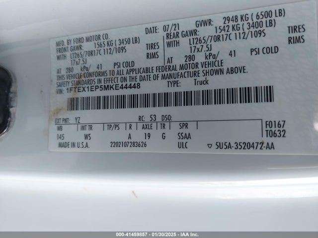 1FTEX1EP5MKE44448 Ford F-150 Xl
