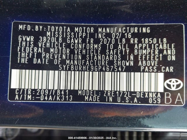 Toyota Corolla Le Plus 2016 5YFBURHE9GP467547 Image 9