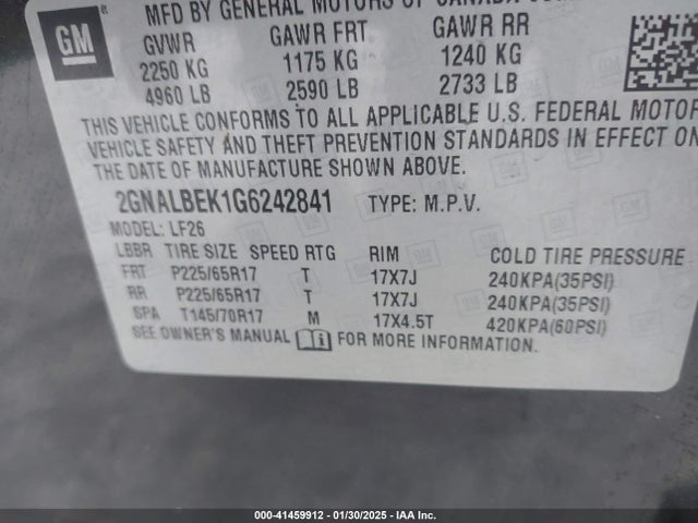 2GNALBEK1G6242841 Chevrolet EQUINOX LS