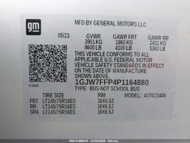 1GJW7FFP4P1164880 GMC Savana Passenger Rwd 2500 Regular Wheelbase Lt
