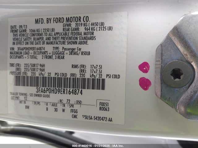 Ford FUSION SE 2014 3FA6P0HD9ER164874 Image 9