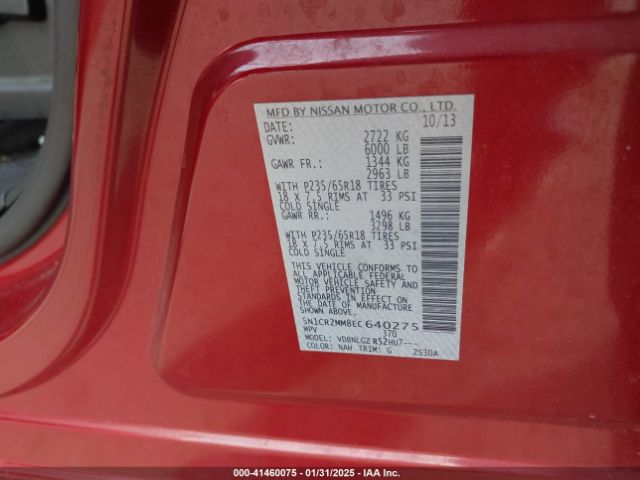 5N1CR2MM8EC640275 Nissan Pathfinder Hybrid Sl