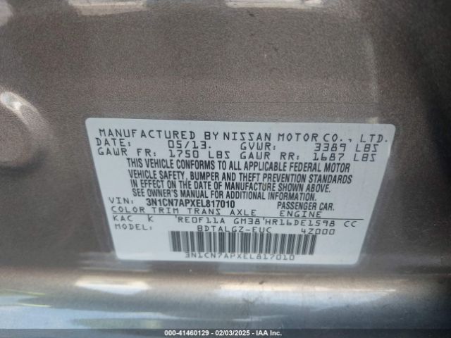 3N1CN7APXEL817010 Nissan Versa 1.6 Sl