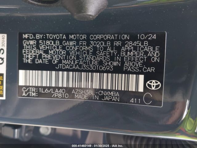 JTDACAAJ3S3010693 Toyota Crown Signia Xle