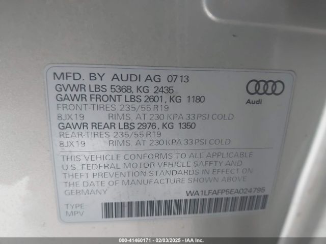 WA1LFAFP5EA024795 Audi Q5 2.0t Premium