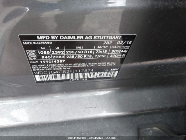 WDCTG4GB2FJ117874 Mercedes-Benz Gla 250 4matic