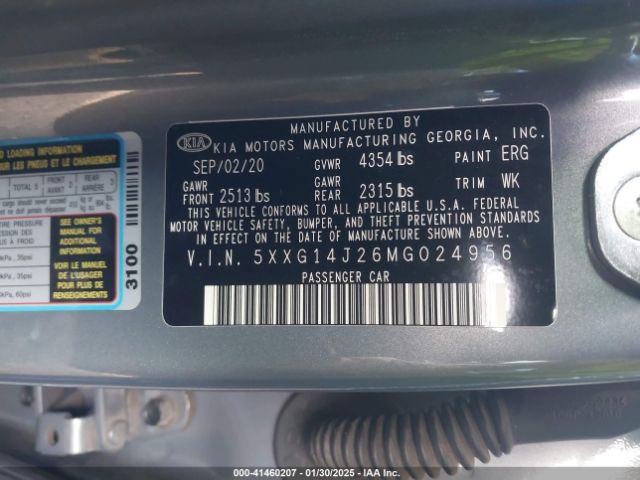 5XXG14J26MG024956 KIA K5 LXS