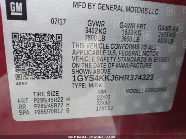 1GYS4KKJ6HR374323 Cadillac Escalade Esv Platinum