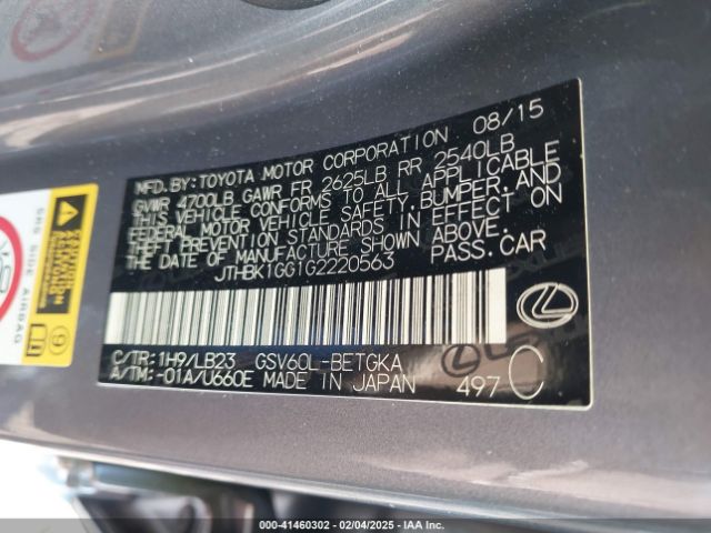 JTHBK1GG1G2220563 Lexus ES 350