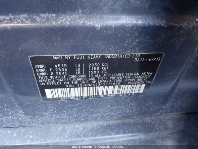 4S3BNAN63F3075845 Subaru Legacy 2.5i Limited
