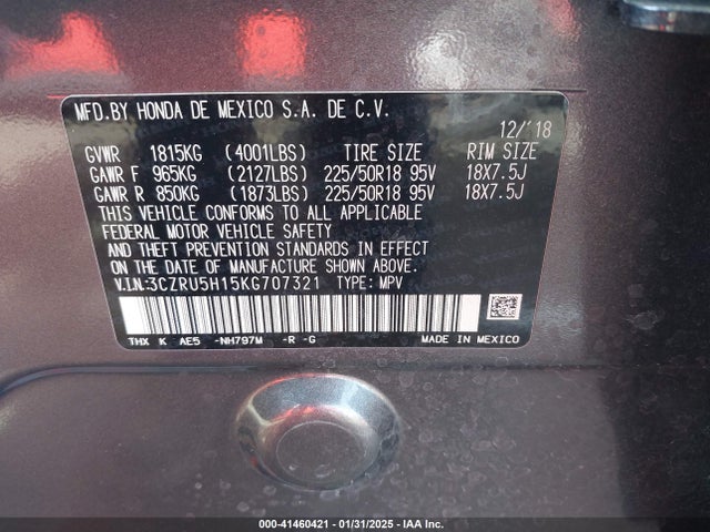 3CZRU5H15KG707321 Honda HR-V SPORT