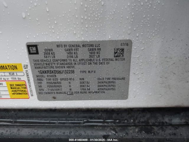 1GKKRSKD5HJ132238 GMC Acadia Limited