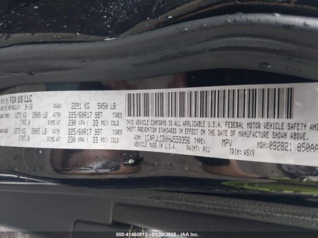 1C4PJLCB0HW559356 Jeep Cherokee Latitude Fwd