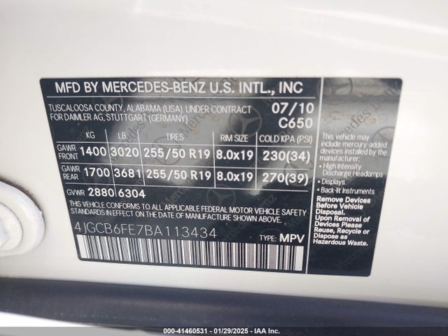 Продажа на аукционе авто 2011 Mercedes-benz R 350 4matic, vin: 4JGCB6FE7BA113434, номер лота: 41460531