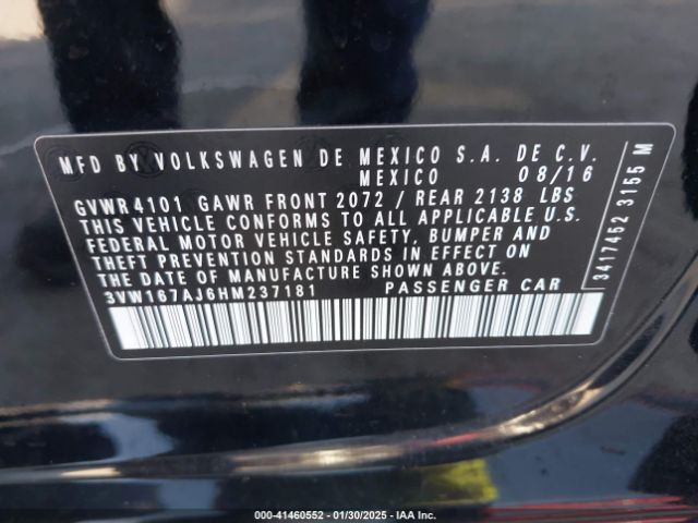 3VW167AJ6HM237181 Volkswagen Jetta 1.4t S