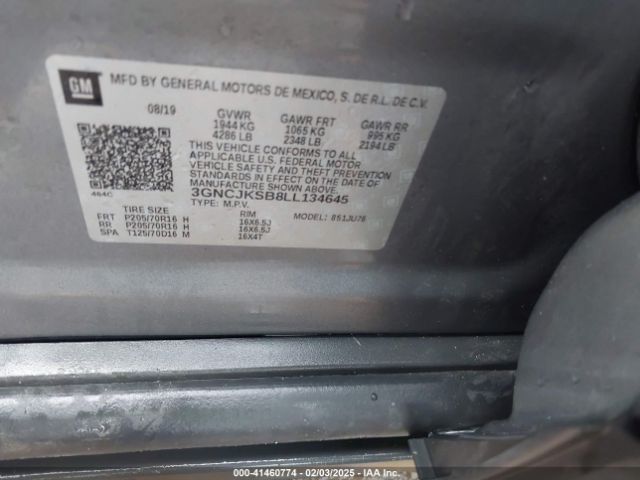 3GNCJKSB8LL134645 Chevrolet Trax Fwd Ls