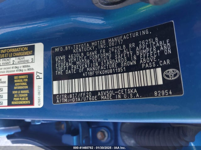 4T1BF1FK0HU811951 Toyota CAMRY SE