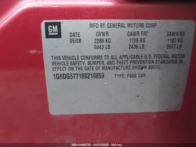 2008 CADILLAC CTS 1G6DG577180210859 Photo 8