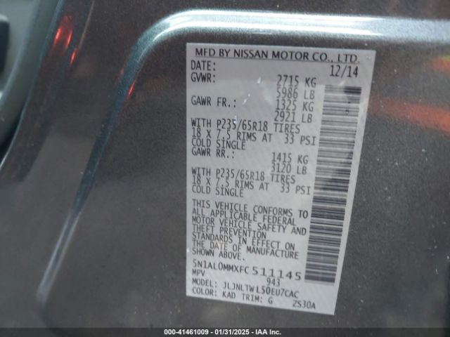 5N1AL0MMXFC511145 Infiniti QX60