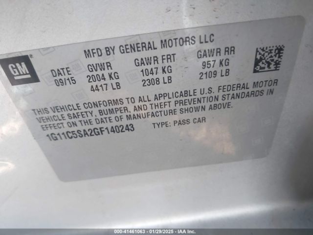 1G11C5SA2GF140243 Chevrolet Malibu Limited Lt