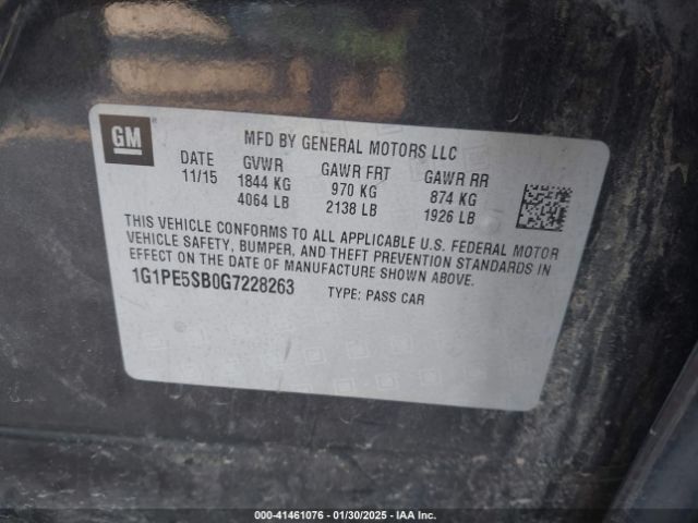 1G1PE5SB0G7228263 Chevrolet Cruze Limited 1lt Auto