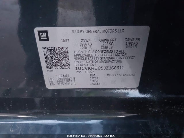 1GCVKREC5JZ168611 Chevrolet Silverado 1500 1lt
