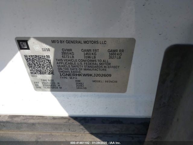 1GNERHKW9KJ202609 Chevrolet Traverse 3lt