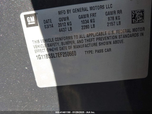 Chevrolet Malibu 1ls 2014 1G11B5SL7EF250660 Image 9