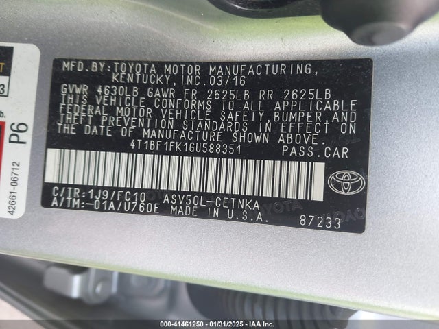 Toyota CAMRY LE 2016 4T1BF1FK1GU588351 Image 9