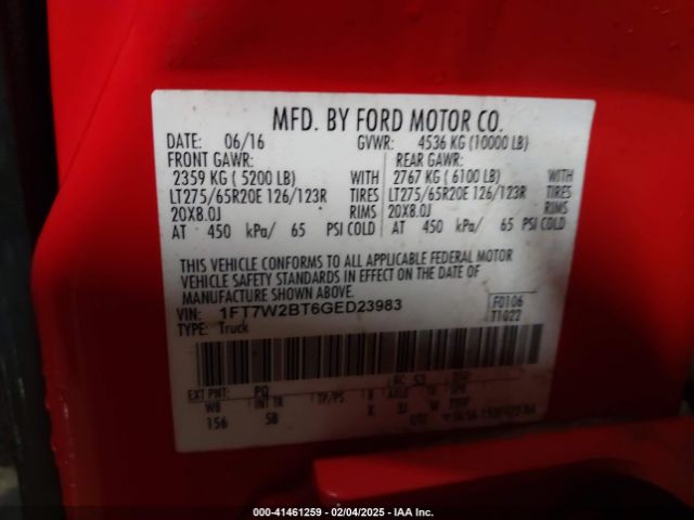 1FT7W2BT6GED23983 Ford F-250 Lariat