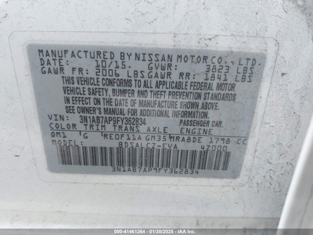 Nissan SENTRA S 2015 3N1AB7AP9FY362834 Image 9