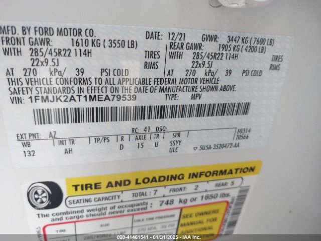 1FMJK2AT1MEA79539 Ford Expedition Limited Max