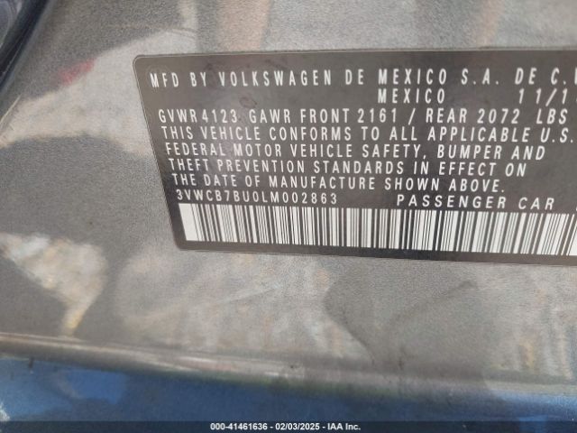 3VWCB7BU0LM002863 Volkswagen Jetta 1.4t R-line/1.4t S/1.4t Se