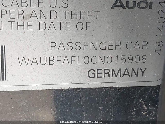 2012 AUDI A4 WAUBFAFL0CN015908 Photo 8