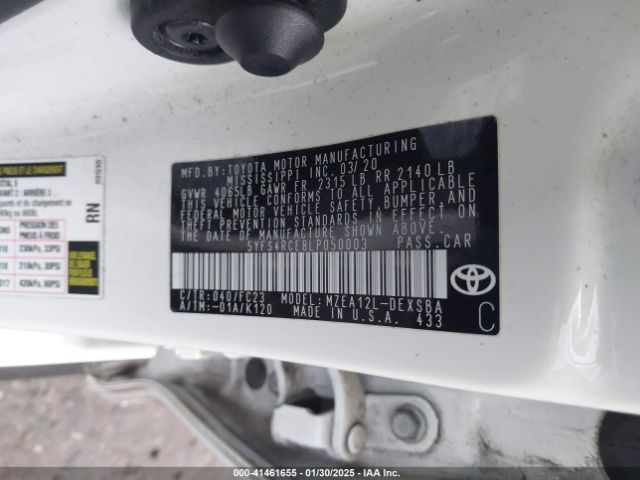 5YFS4RCE8LP050003 Toyota COROLLA SE